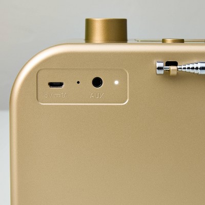 Portable Gold Finish AM/FM Bluetooth Radio with Telescopic Antenna