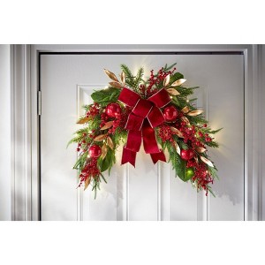 BrylaneHome 36" Pre-Lit Bordeaux Swag - 1 of 2