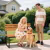 Tangkula Outdoor Bench Acacia Wood Patio Loveseat w/ Backrest & Heavy Duty Metal Frame Black - 2 of 4