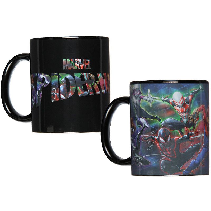 Marvel Spiderman Multi-Character Heat Reactive Color Changing Tea Coffee Mug Cup Black, 1 of 6