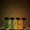 VIP Metal 7.25 in. Multicolor Solar Lanterns with Cut-Out Patterns Set of 4 - 2 of 3