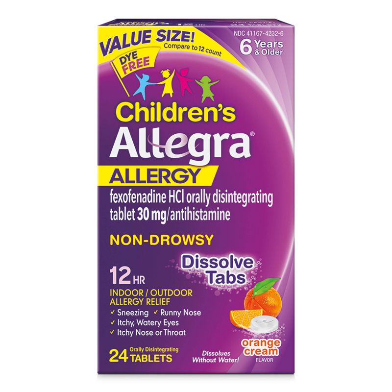 Children's Allegra Allergy Relief Dissolving Tablets - Fexofenadine Hydrochloride - Orange Cream - 24ct, 1 of 10