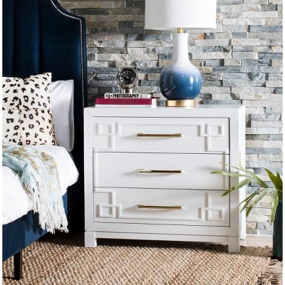 White and Gold Modern 3-Drawer Night Table