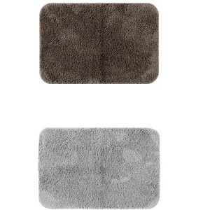 Unique Bargains Non-Slip Extra Soft Plush Quick Dry Anti-Skid Shaggy Bath Mats 2 Pcs - 1 of 4