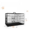 VisioGear 30" Double Door Folding Metal Wire Cage with Divider and Leak-Proof Pan Tray for Indoor, Outdoor, and Travel, Black, 30.5"*17.7"*19.9" - 3 of 4