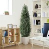 Set of 3FT Artificial Cedar Topiary Trees for Outdoors - Potted Fake Cypress Trees for Home Porch Decor - Faux Evergreen Plants for Front Door - 2 of 4