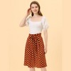 Allegra K Women's Printed Belted Elastic High Waist Vintage A-Line Midi Skirt - 3 of 4