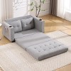 55" 3-in-1 Convertible Loveseat Sleeper Sofa with Pull-Out Bed, Cup Holders & Side Pockets for Small Spaces -3irtyhousy - 2 of 4