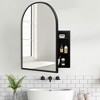 PexFix 39.4" x 24.5" Arched Black Bathroom Medicine Cabinet with Mirror Metal Framed Wall Mounted Recessed Cabinets for Bathroom Vanity with 2 Shelves - 3 of 4