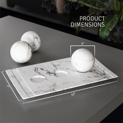 White Marble Decorative Tray and Orb Set for Home Decor