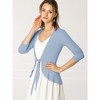 INSPIRE CHIC Women's Tie Front Long Sleeve Crop Ruffle Knit Cardigan Sweaters - 4 of 4