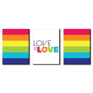 Big Dot of Happiness Love is Love - Pride - Wall Art and Rainbow Room Decor - 7.5 x 10 inches - Set of 3 Prints - 1 of 4