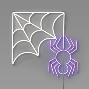 Animated Novelty Faux Neon Spider and Web with Cool White and Purple LEDs - Hyde and EEK! Boutique™ - 1 of 4