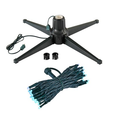 Black Metal Rotating Christmas Tree Stand with RGB LED Lights