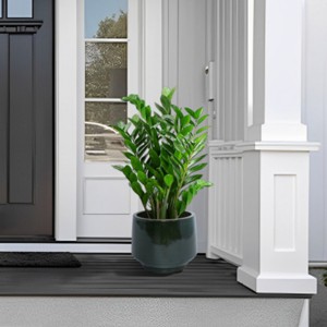 Syemin Planters Set of 3 Ceramic Flowerpot, Modern Indoor Outdoor Planter Patio with Drainage Holes for Garden Windowsill, Green, 14.96"*14.96"*10.63" - 1 of 4