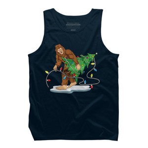 Men's Design By Humans Bigfoot Christmas Tree Sasquatch Santa Christmas Gift By amitsurti Tank Top - 1 of 3