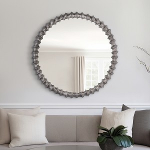 Modern Round Wall Mirror with Decorative Metal Frame - Glass Accent Mirror for Home, Office, Bedroom, Living Room - Metallic Finish - 29" Silver - 1 of 4