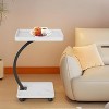 Mobile C-Shaped End Table with Wheels - Adjustable Height Slide Under Sofa Table, Rolling TV Tray & Laptop Desk for Couch, Bed, Living Room - 3 of 4
