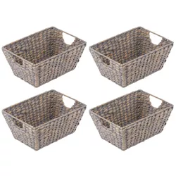 mDesign Woven Hyacinth Nesting Kitchen Storage Basket Bins, 4 Pack - Gray
