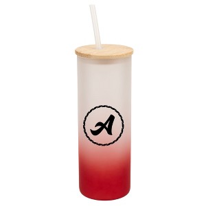 Elanze Designs A Monogram Letter Initial Rope Circle Wrap-Around Design 25 Ounce Frosted Gradient Glass On-The-Go Coffee Travel Skinny Tumbler Mug - 1 of 1