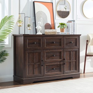Farmhouse 5 - Drawers Dresser Organizer for Bedroom, Wood Rustic Wide Chest of Drawers - 1 of 4