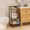 3 - Tier Bathroom Shelf with Fence Retro Organizer Wood and Metal Storage for Bathrooms Laundry Rooms Living Room - 2 of 4