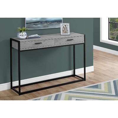 Modern Industrial Gray and Black Metal Rectangular Console Table with Storage