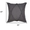 HomeRoots Set of Two Dark Gray Diamond Cotton Throw Pillow With Fringe - 3 of 4