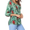 Nlife Women's Casual V Neck Floral Print 3/4 Length Sleeve Blouses Tropical Hawaiian Shirt Tops - 3 of 4