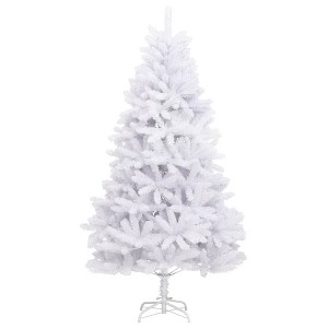 vidaXL Modern White Artificial Hinged Christmas Tree with Stand, Reusable Holiday Decor, Realistic PVC Tips, Indoor and Outdoor Use, 82.7" Tall - 1 of 4