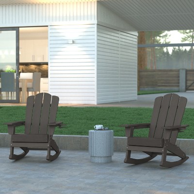 Gray HDPE Adirondack Rocking Chair with Cup Holder