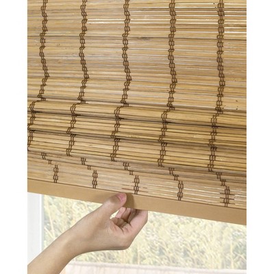 23" x 64" Deer Brown Bamboo Cordless Roman Shade