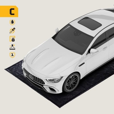 Black PVC Garage Containment Mat with Squeegee, 7.9' x 16'