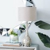 Glass Table Lamp with Faux Mercury Glass Finish Silver - Olivia & May: Modern Linen Shade, No Assembly, E26 Socket - 2 of 4