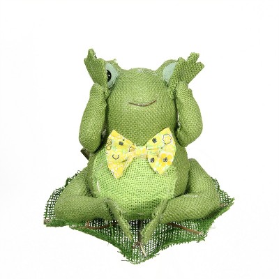 Northlight 8" Green, Yellow and White Decorative Sitting Frog Spring Table Top Decoration