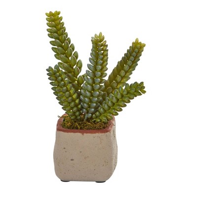 Set of 4 Green and Yellow Artificial Succulents in Ceramic Pots