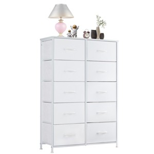 FURNIinspire Dressers 10 Drawer Fabric Tall Dresser Tower Closet Storage Chest of Drawers for Bedroom Nursery, White, 11.8"*31.4"*45.6" - 1 of 4