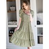 Allegra K Women's Floral Dresses Square Neck Puff Short Sleeves Tiered Ruffled Hem Dress - 3 of 4