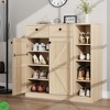 4-Tier Shoe Storage Cabinet w/Doors & Drawers 42'' Tall Modern Shoe Cabinet w/ 3 Adjustable Shelves & Stable Base - 4 of 4
