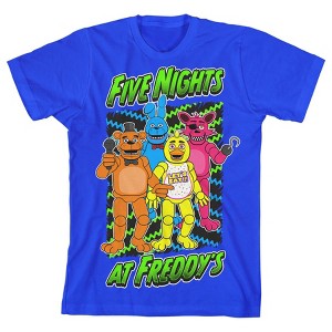 Five Nights at Freddy's Freddy Chicha And Foxy Boy's Royal Blue T-shirt - 1 of 3