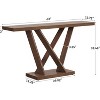 Tribesigns 63"Console Table with Geometric Base, Narrow Wood Sofa Table Behind for Hallway, Foyer, Living Room, Dark Brown - 2 of 4