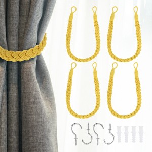 Unique Bargains Cotton Hand-Woven Decorative Metal Hook Curtain Drapes Holdbacks 23.6" - 1 of 4