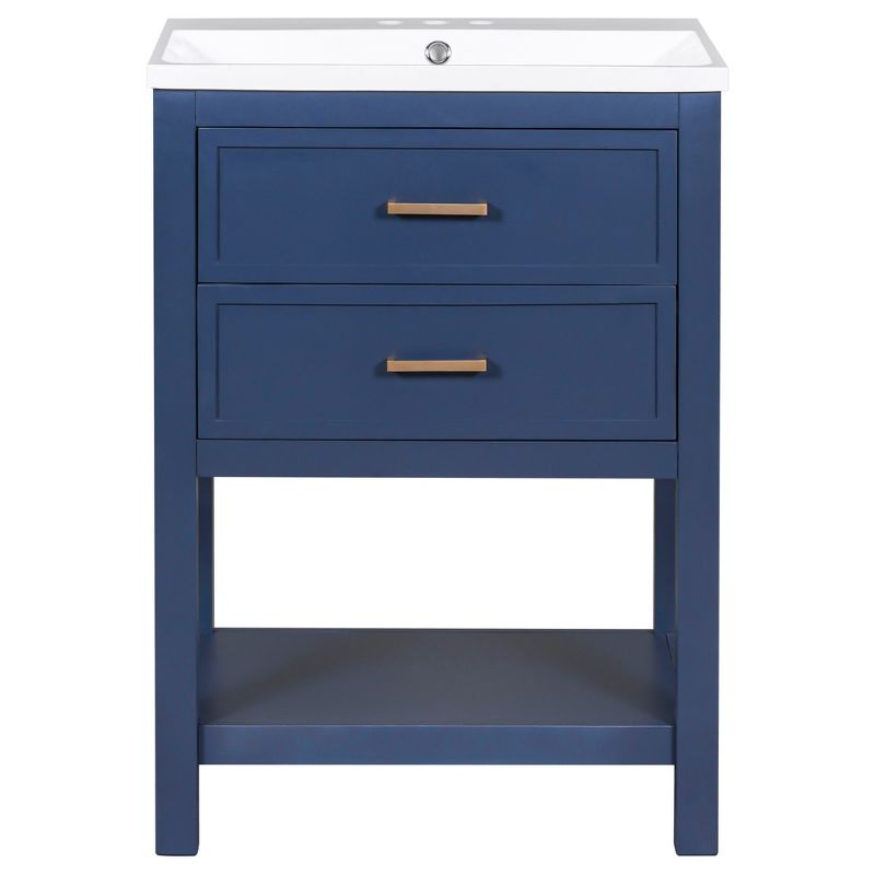 24" Bathroom Vanity with Top Sink and 2 Drawers, Blue - ModernLuxe, 4 of 13