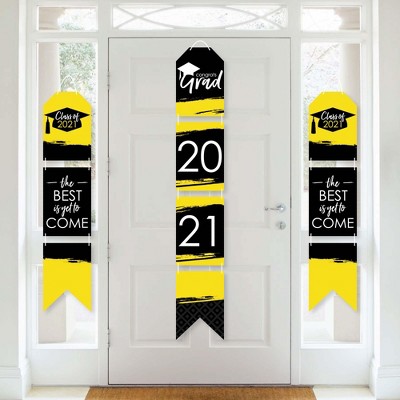 Big Dot of Happiness Yellow Grad - Best is Yet to Come - Hanging Vertical Paper Door Banners - 2021 Grad Party Wall Decor Kit- Indoor Door Decor