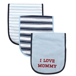 Luvable Friends Baby Boy Cotton Burp Cloths with Fiber Filling 3pk, Boy Mommy, One Size - 1 of 1