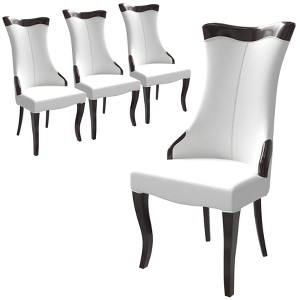 LeisureMod Dining Chair Upholstered in Leather/Velvet Cozy Accent Kitchen Chair with Rubberwood Legs Novara Series Set of 4 - 1 of 4