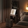 Small vanity with mirror and LED light, makeup table with charging station and storage shelf (for small spaces) - 4 of 4