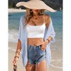 Womens Short Sleeve Cardigan Beach Cover Up Hollow-Out Sweater Cardigan Batswing Sleeve Cover Up Lightweight Cardigan - 4 of 4