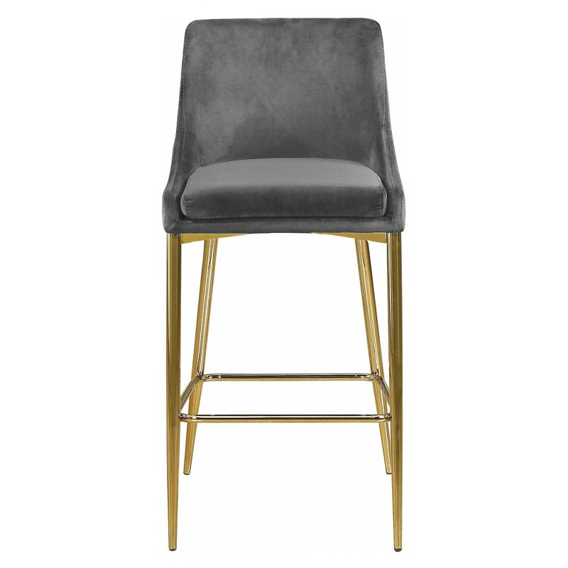 Meridian Furniture Karina Collection Modern Contemporary Velvet Counter Height Stool for Kitchens and Bars with Gold Metal Frame (Set of 2), 2 of 5