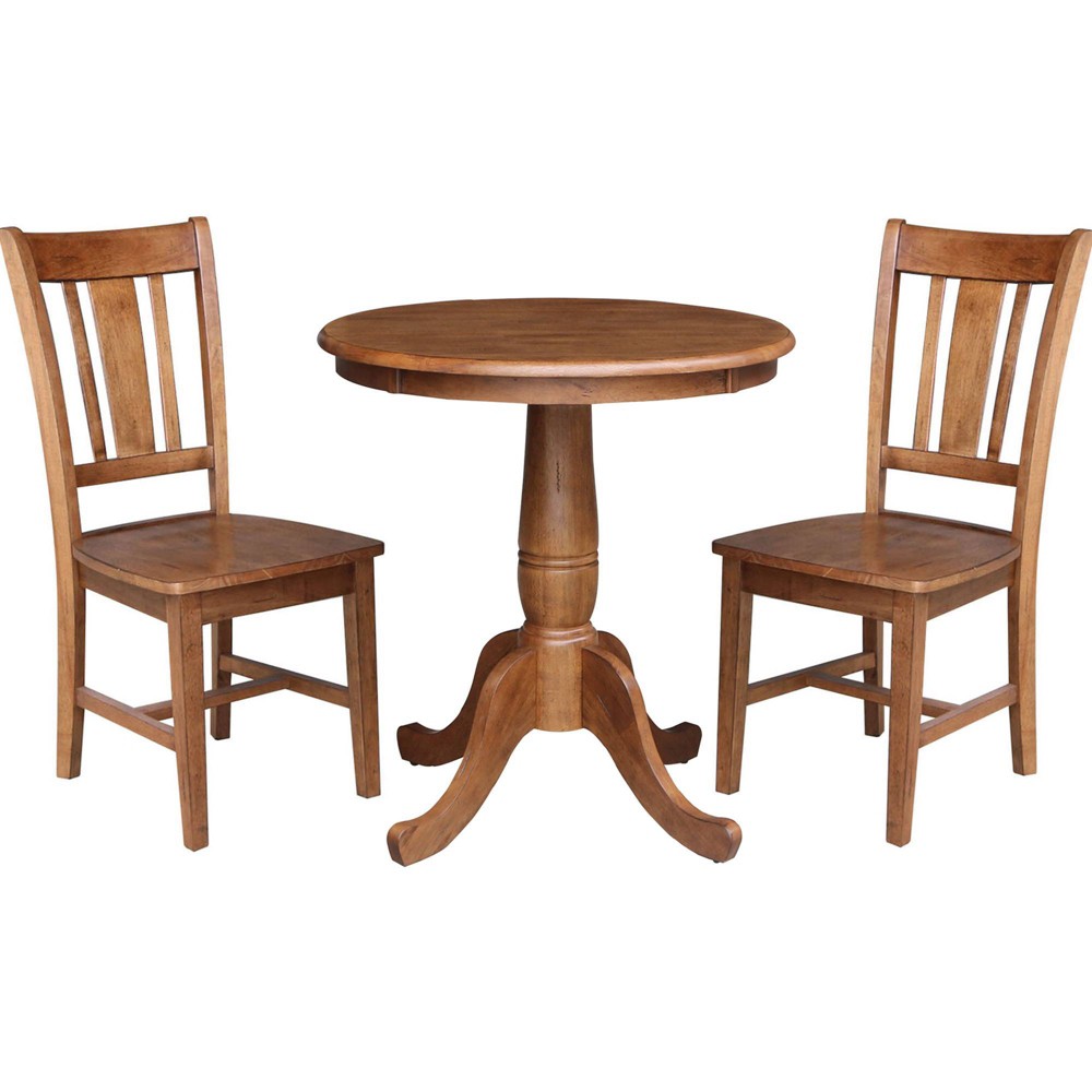 Photos - Dining Table 30" San Remo Round Top Pedestal Table with 2 Chairs Dining Sets Distressed